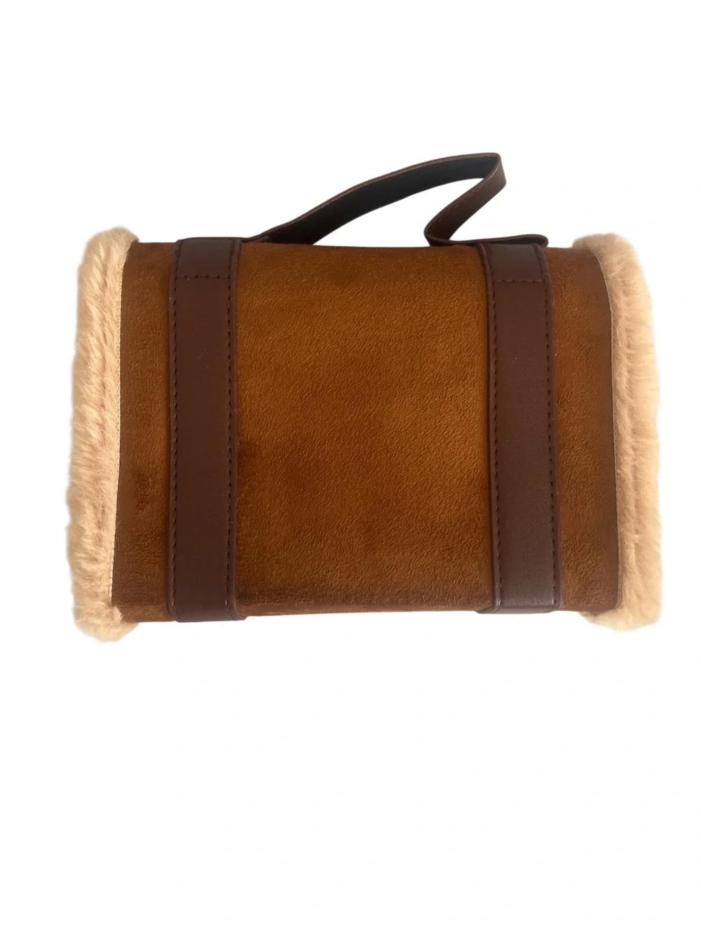 Hello Kitty Brown and Cream Faux Fur Kids Crossbody Bag